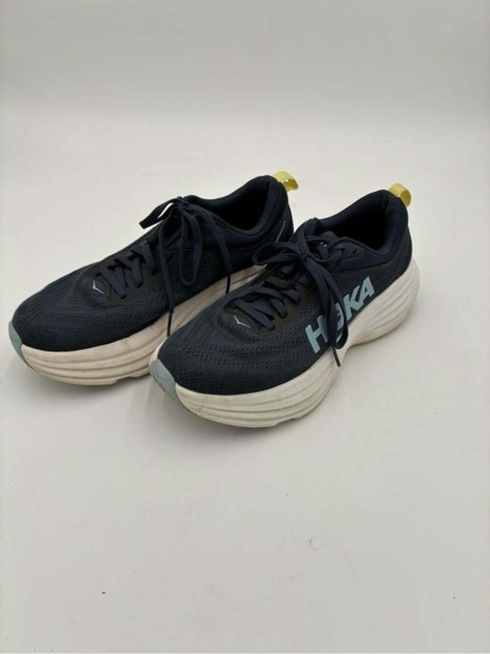 Hoka Women's 'Bondi 8' Navy Running Shoes with Light Blue Logo - Picture 2 of 5